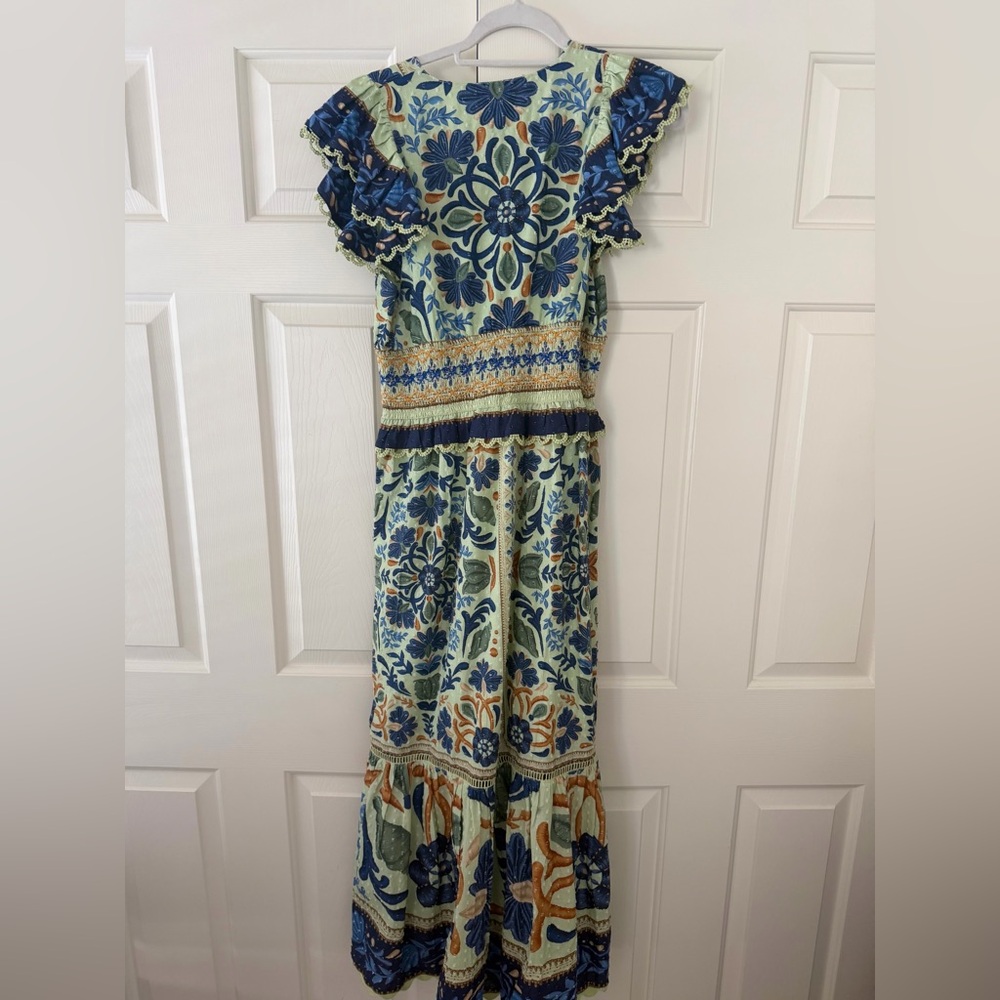 FARM Rio Blue and Green Floral Maxi Dress - Picture 2 of 2